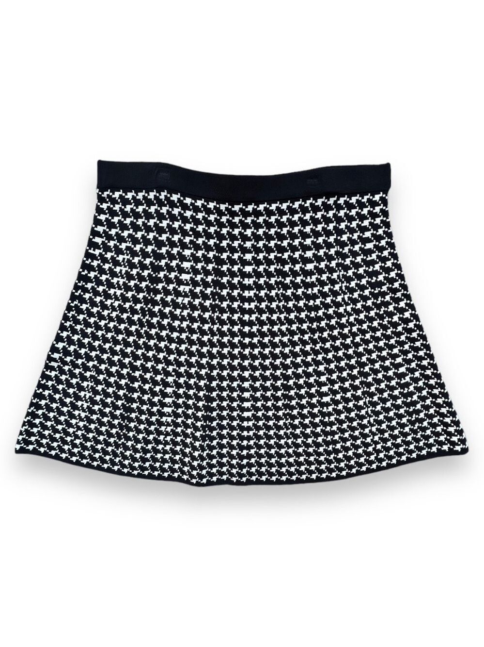 MAX Studio Women’s A-Line Sweater Mini Skirt Black and White Houndstooth Size L